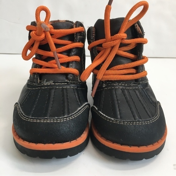 TKS George Baby Boy Brown Faux Leather Orange Lace Up Ankle Boots - Picture 3 of 14